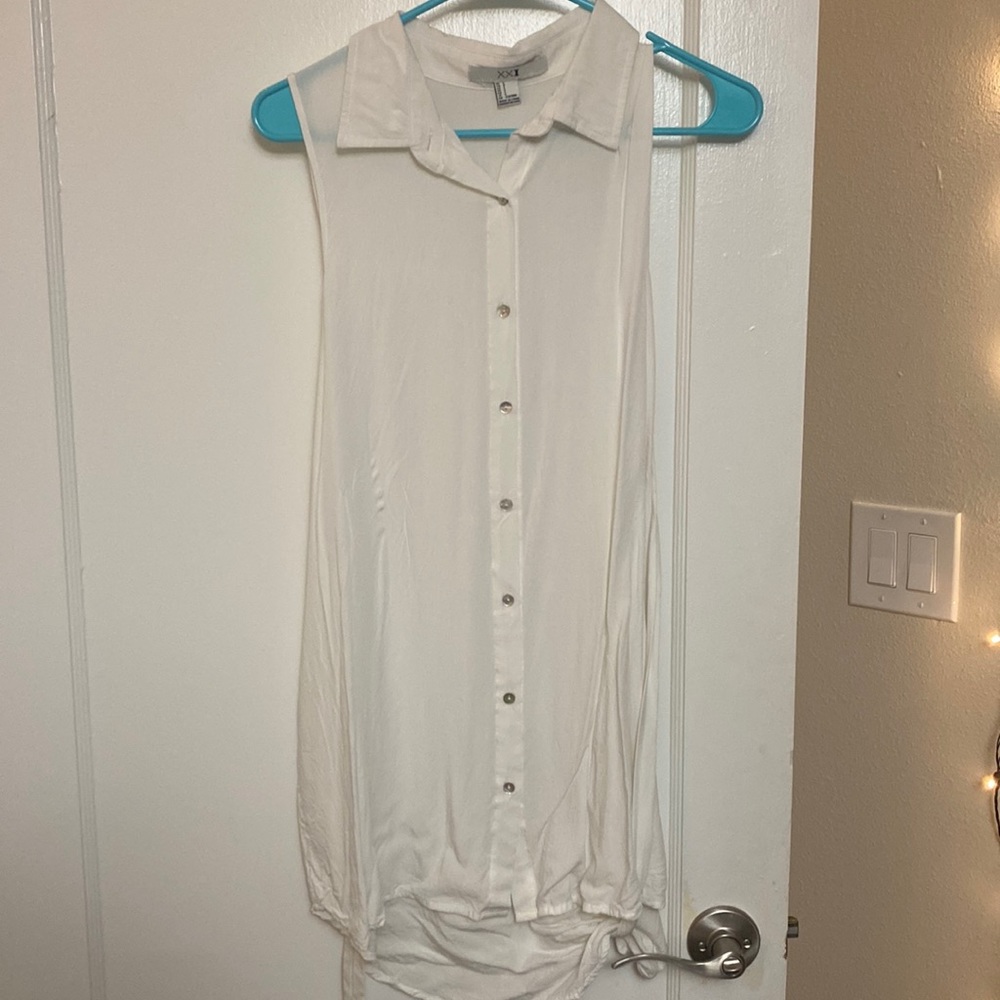 Long white tank button up